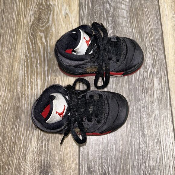Nike Air Jordan 5 V Retro Bred Black Red 440890-008 Toddler Youth Size 5C Shoes - Picture 2 of 11